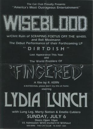 Item #4063 [Richard Kern, Lydia Lunch] Wiseblood and the World Premiere of Fingered