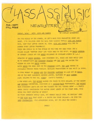 Item #4298 ClassAss Music Newsletter (August/September 1980). Huntley Haverstock