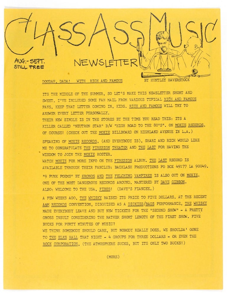 Item #4298 ClassAss Music Newsletter (August/September 1980). Huntley Haverstock.