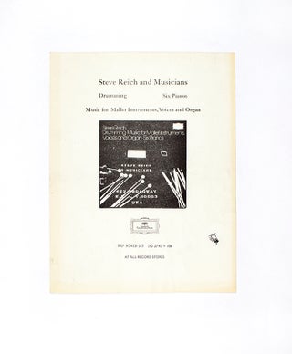 Item #4429 Steve Reich and Musicians Flyer. Steve Reich