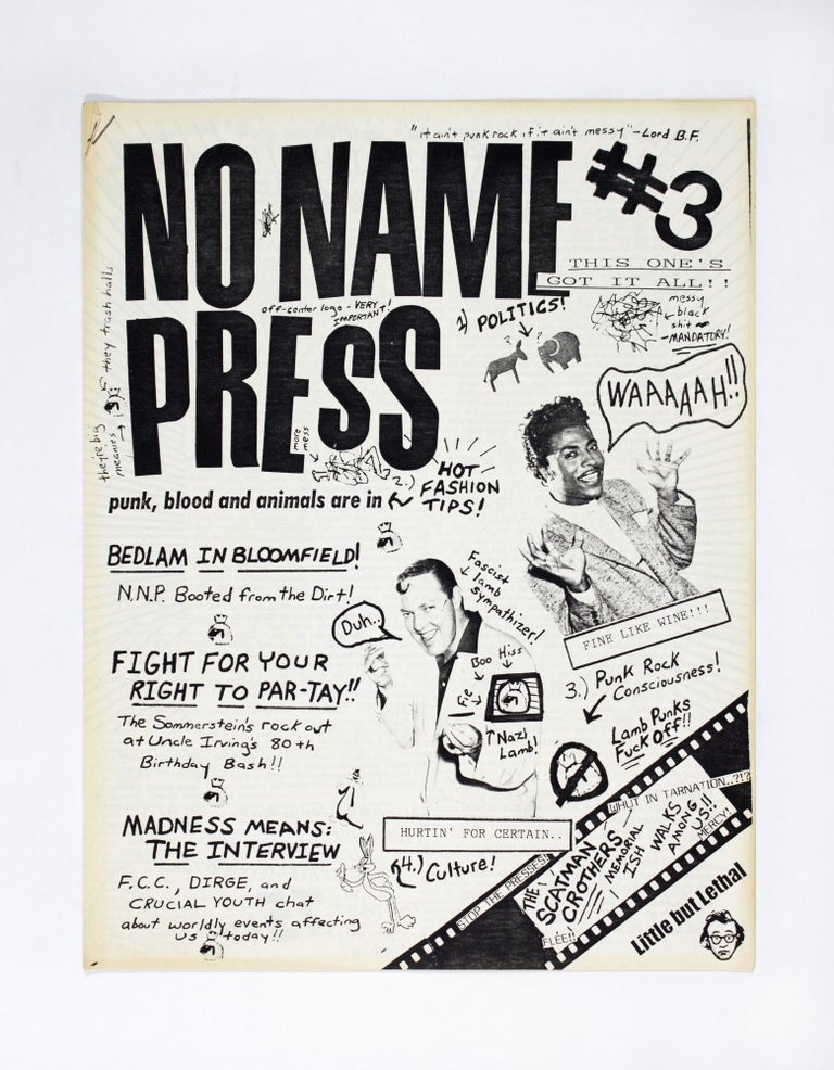 Item #4439 No Name Press #3 1986 Punk Hardcore Zine Paul Sommerstein Bad Brains New Jersey. ed Paul Sommerstein.