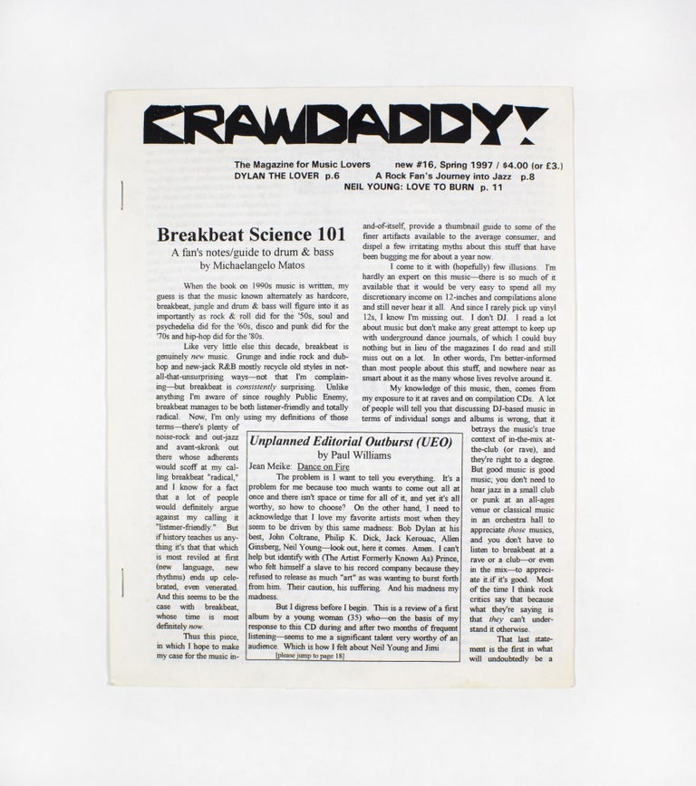 Item #4472 Crawdaddy!, new no. 16. ed Paul Williams.