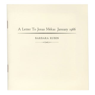 Item #4564 A LETTER TO JONAS MEKAS JANUARY 1966. BOO-HOORAY/Barbara Rubin