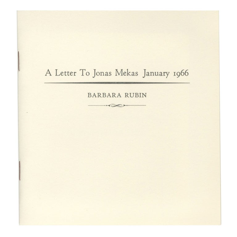 Item #4564 A LETTER TO JONAS MEKAS JANUARY 1966. BOO-HOORAY/Barbara Rubin.