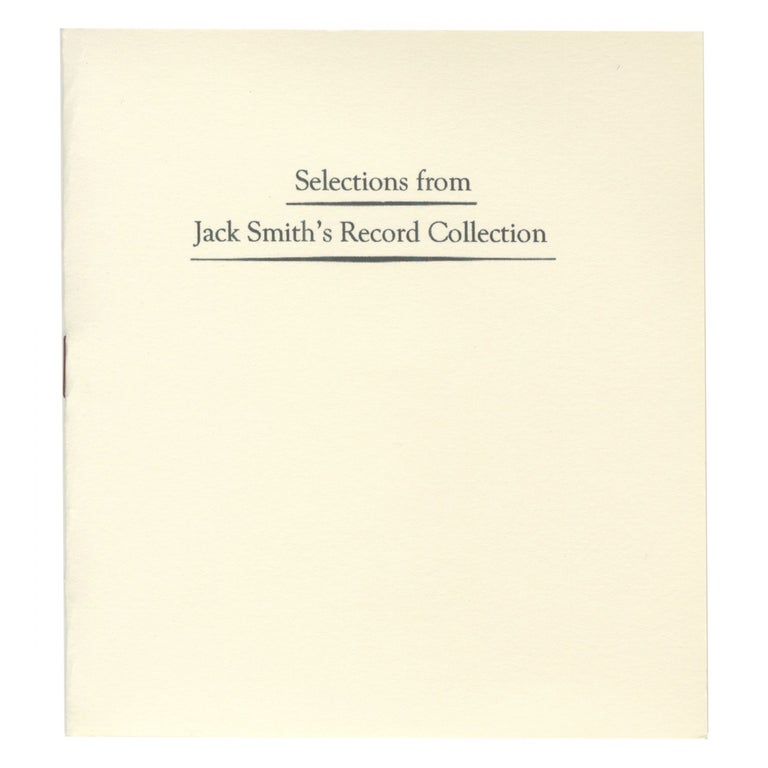Item #4565 SELECTIONS FROM JACK SMITH'S RECORD COLLECTION. BOO-HOORAY/Jack Smith.