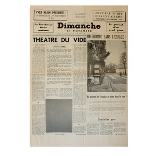 Item #4575 Yves Klein Presente Le Dimanche 27 Noviembre. Le journal d'un seul jour. Yves Klein