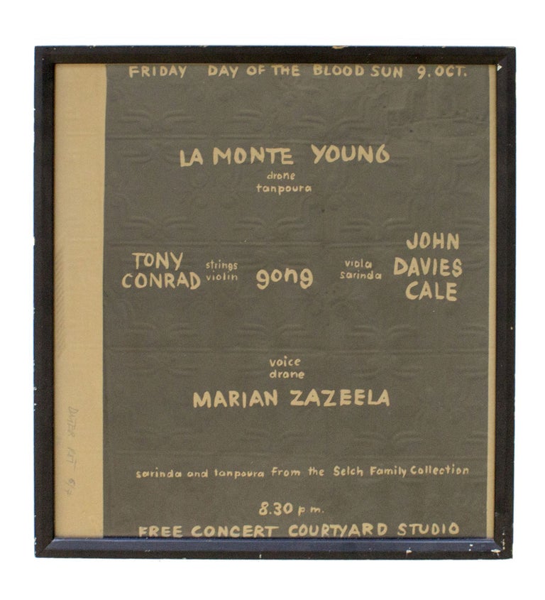 Item #4589 La Monte Young, Tony Conrad, Marian Zazeela, John Cale. Signed and Numbered Lithographed Poster for the 1964 Performance by the Theater of Eternal Music / Dream Syndicate. Dieter Roth.