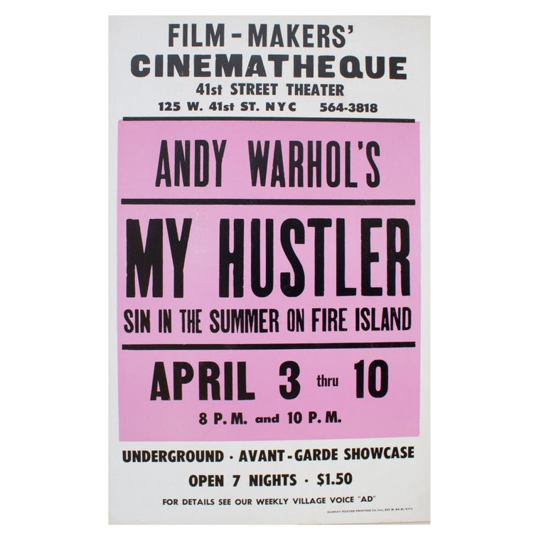 Item #4599 Andy Warhol's My Hustler at the Filmmakers' Cinematheque. Andy Warhol.