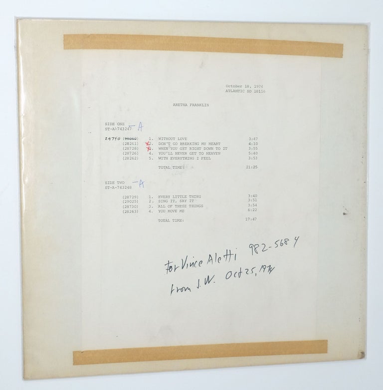 Item #4805 With Everything I Feel In Me [Test Press initialed by Jerry Wexler]. Aretha Franklin.