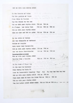 Item #4851 “Hit Me With Your Rhythm Stick” lyric sheet with notes. Ian Dury