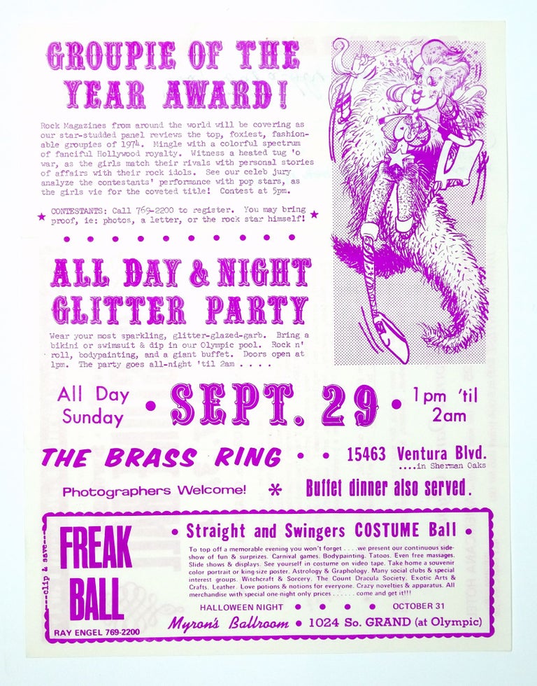 Item #4893 Groupie of The Year Award, All Day & Night Glitter Party, Straight and Swingers Costume Ball with ticket
