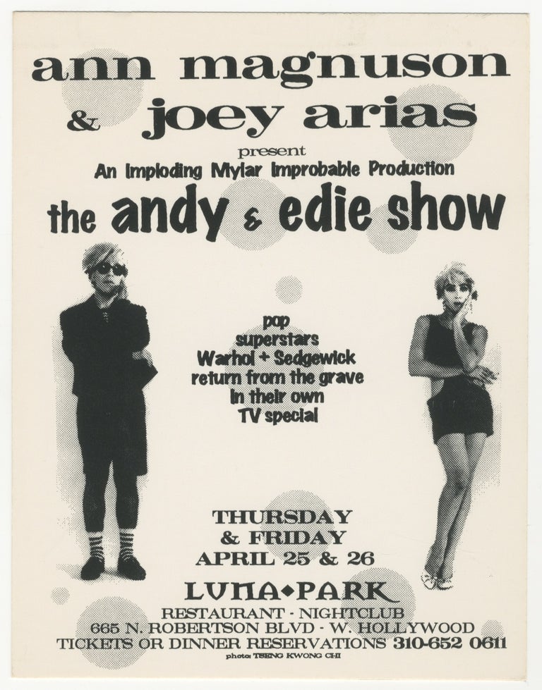 Item #5015 The Andy and Edie Show Luna Park Handbill. Joey Arias Ann Magnuson.