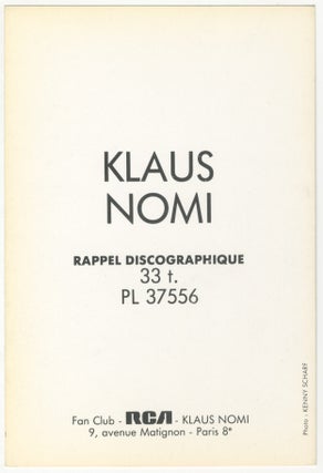 Klaus Nomi RCA Postcard