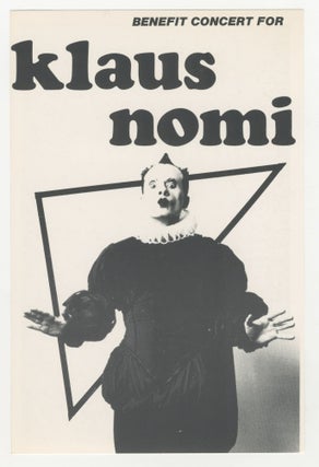 Item #5023 Benefit Concert for Klaus Nomi Handbill. Klaus Nomi