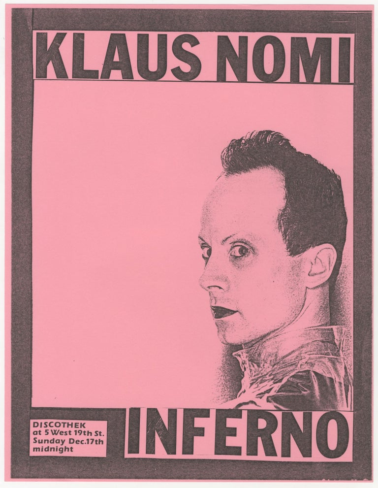 Item #5025 Klaus Nomi Inferno Flyer. Klaus Nomi.