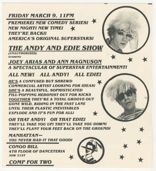 The Andy and Edie Show: They're Back! Danceteria Handbill