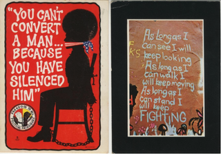 Item #5074 Set of two Print Mint Black Power postcards. George Pennewell, Elihu Blotnick