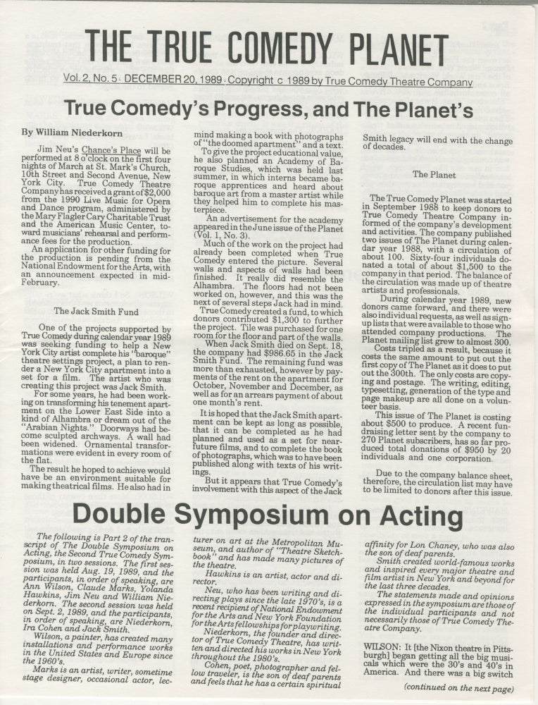 Item #5136 True Comedy Planet, vol. 2, no. 5: December 20, 1989
