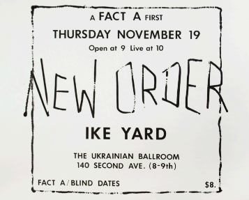 Item #5163 A Fact A First: New Order Ike Yard Poster (FA 1). Michael Shamberg, Stuart Argabright.