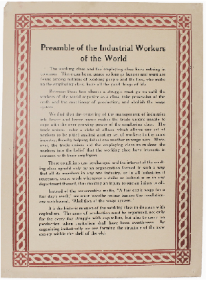 Item #5270 Preamble of the Industrial Workers of the World. Industrial Workers of the World
