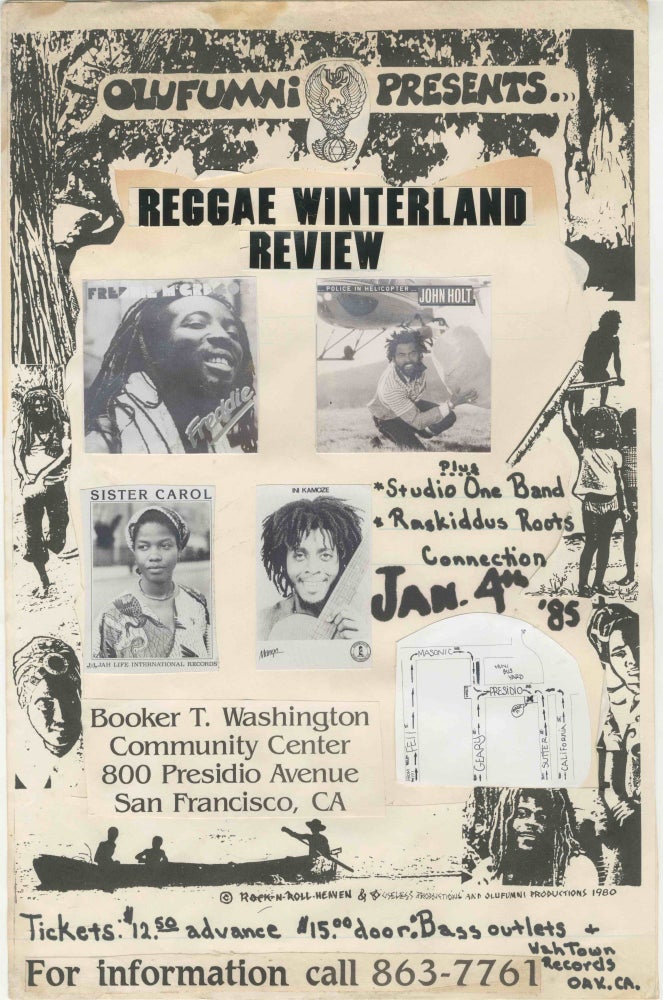 Item #5339 [Original Paste-Up] Reggae Winterland Review with Ini Kamoze, Sister Carol, Freddie McGregor, John Holt. Sister Carol Ini Kamoze, John Holt, Freddie McGregor.