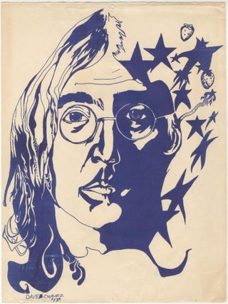 Item #5413 [John Lennon Fan Art from Mexico] Hand-Illustrated Record Sleeve and Imagine 7" &...