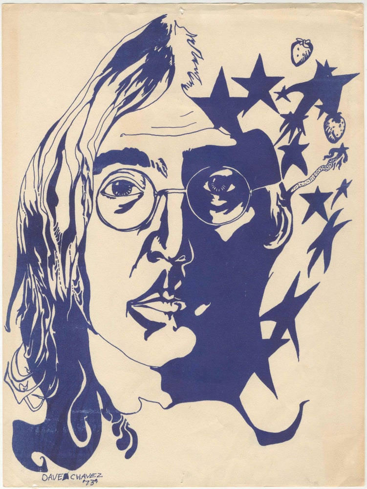 Item #5413 [John Lennon Fan Art from Mexico] Hand-Illustrated Record Sleeve and Imagine 7" & Printed Portrait. Dave Chavez.