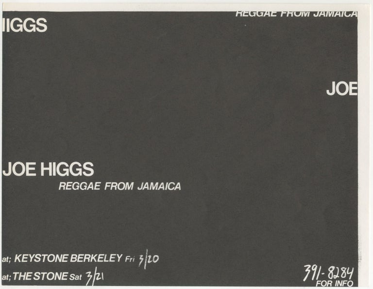 Item #5422 Joe Higgs at Keystone Berkeley and the Stone. Joe Higgs.