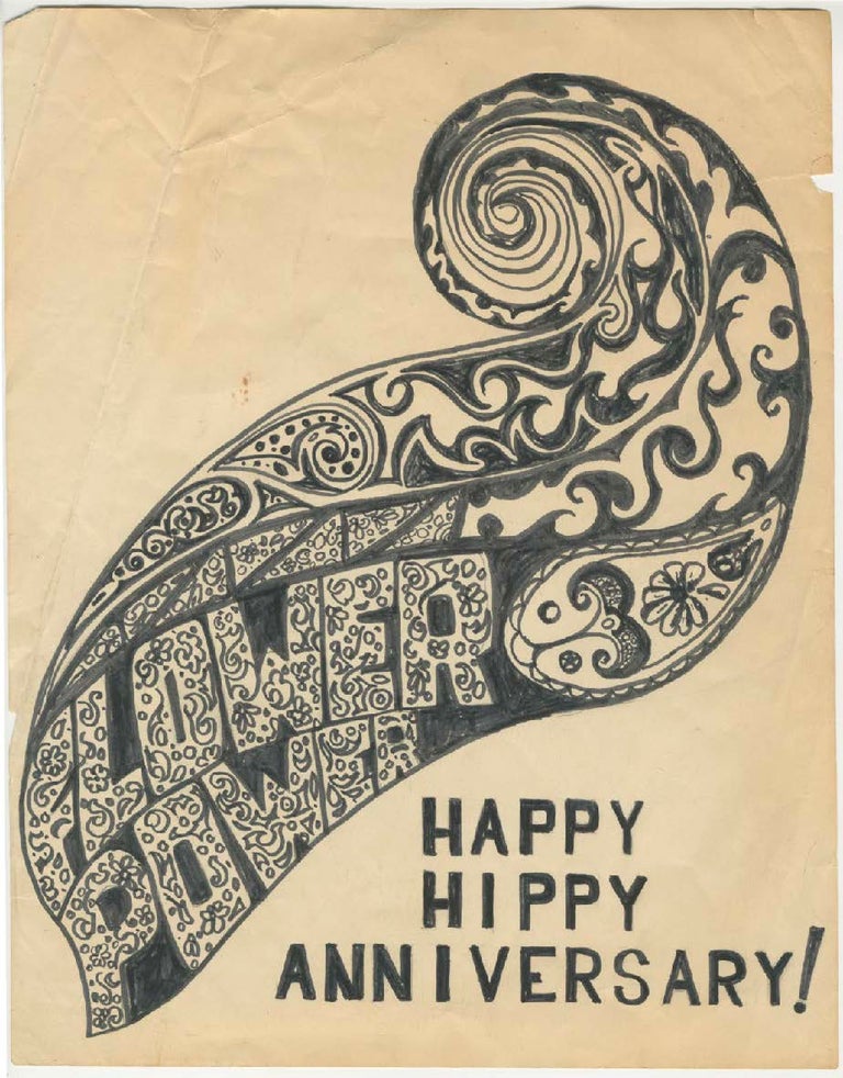 Item #5458 Happy Hippy Anniversary! Flower Power [Anonymous Original Art]