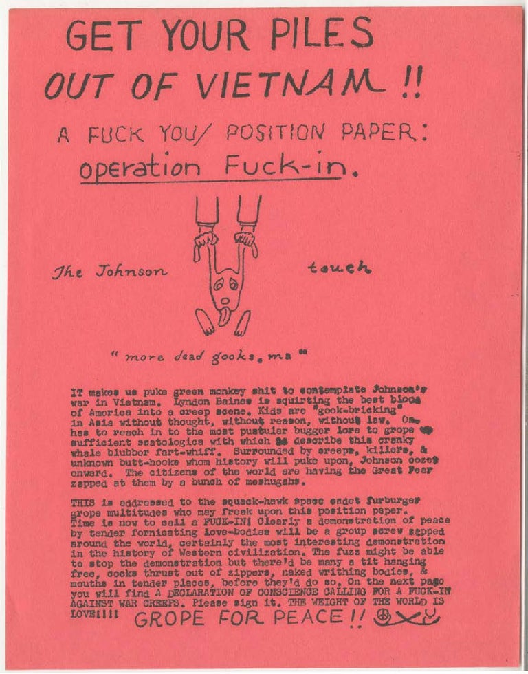 Item #5471 Operation Fuck-in: Get Your Piles Out of Vietnam. Ed Sanders.