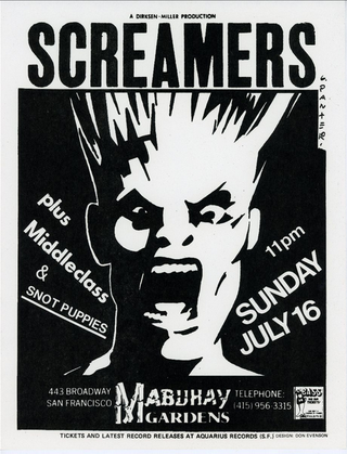 Item #5606 Screamers Sunday July 16 at Mabuhay Gardens. Flyer, Don Evenson, Gary Panter