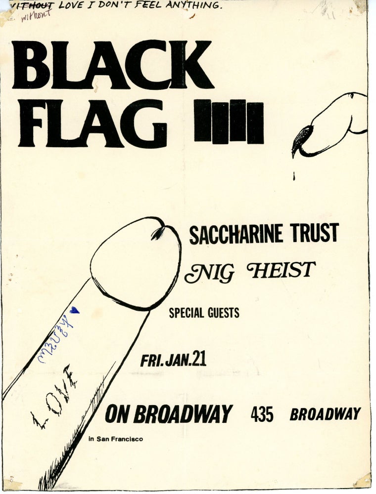 Item #5618 Black Flag with Saccharine Trust, Nig Heist, and Special Guests at 435 Broadway. Raymond Pettibon.