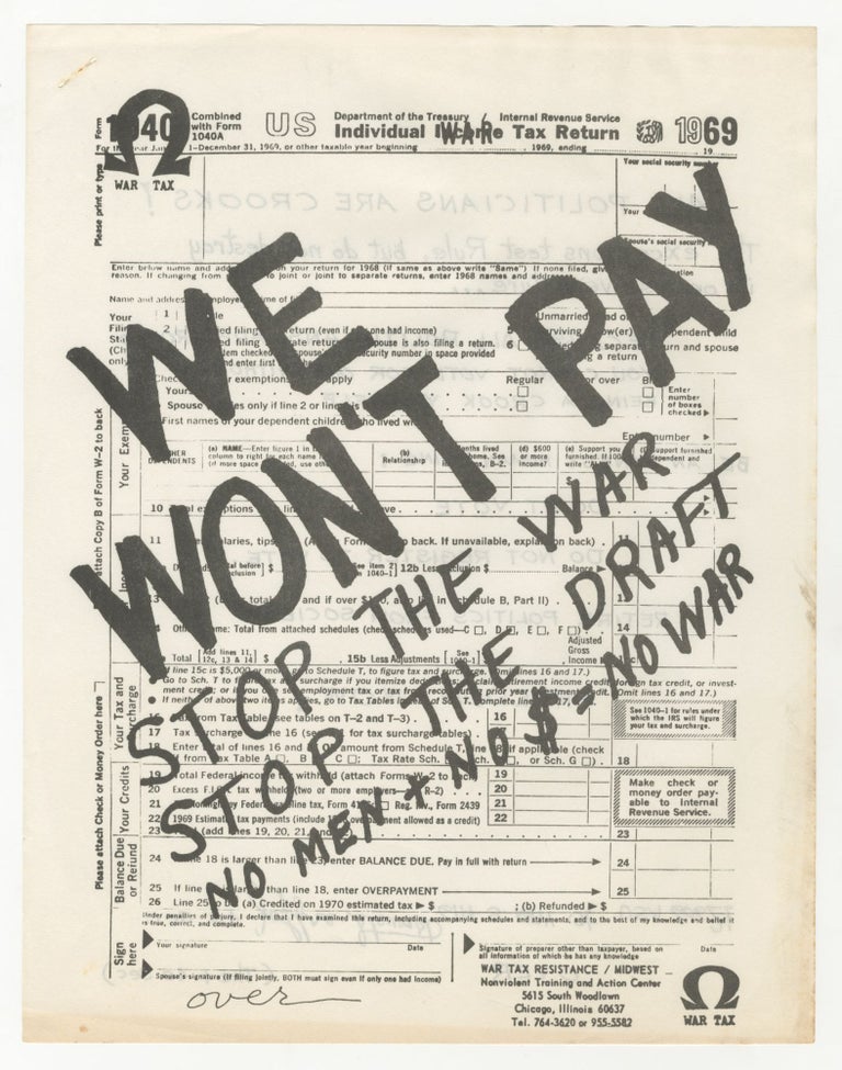 Item #5658 We Won’t Pay Stop the War Stop the Draft