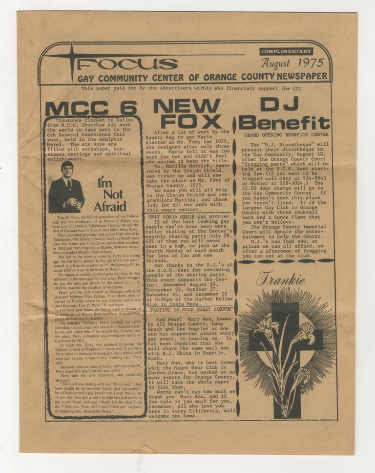Item #5792 [Queer Christianity] Focus: Gay Community Center of Orange County Newspaper