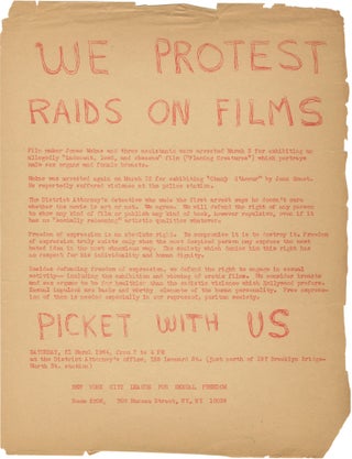 Item #5881 We Protest Raids on Films ... Picket With Us