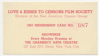 Love & Kisses to Censors Film Society [1963 Membership Card]