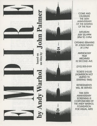 Item #5910 Empire by Andy Warhol 30th Anniversary Screening at Anthology Film Archives Flyer