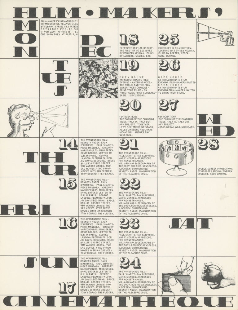 Item #5926 Filmmakers’ Cinematheque Program Calendar. George Maciunas.