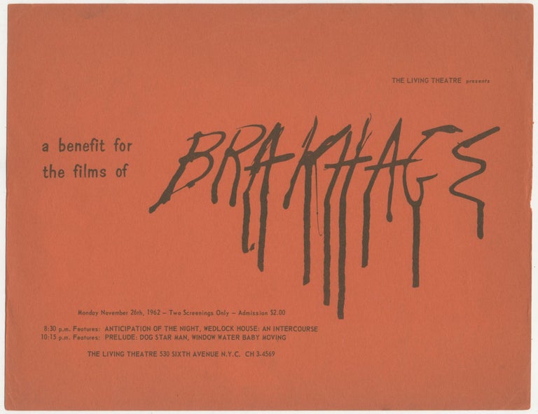 Item #5931 A Benefit for the Films of Brakhage [ownership stamp of Carolee Schneeman]