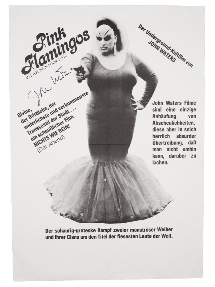 Item #5939 Pink Flamingos Film Poster [German Language, signed by John Waters]