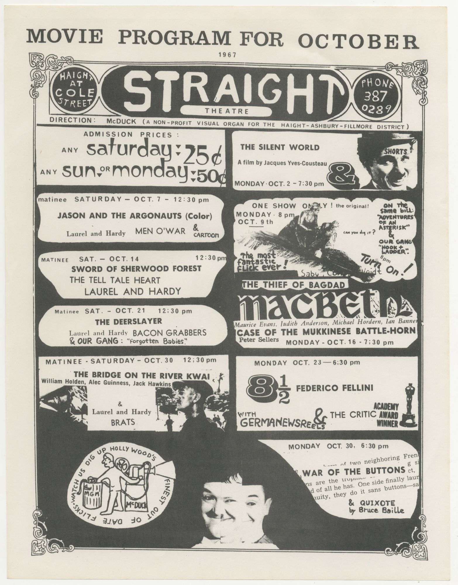Movie Program Straight Theatre Movie Program for October 1967
