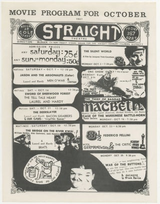 Item #6003 Straight Theatre Movie Program for October 1967