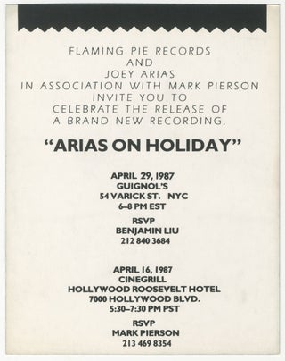 Arias on Holiday Record Release Party Handbill