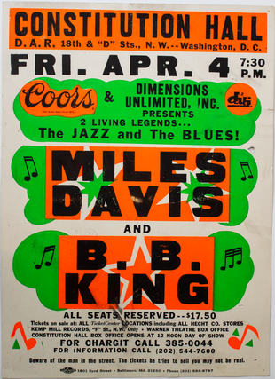 Item #6060 Miles Davis and B.B. King at Constitution Hall. B. B. King Miles Davis