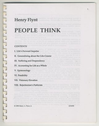 Item #6084 Henry Flynt - People Think. Henry Flynt