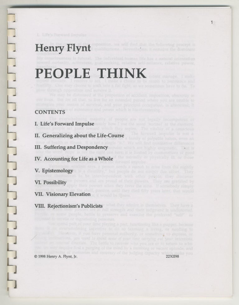 Item #6084 Henry Flynt - People Think. Henry Flynt.