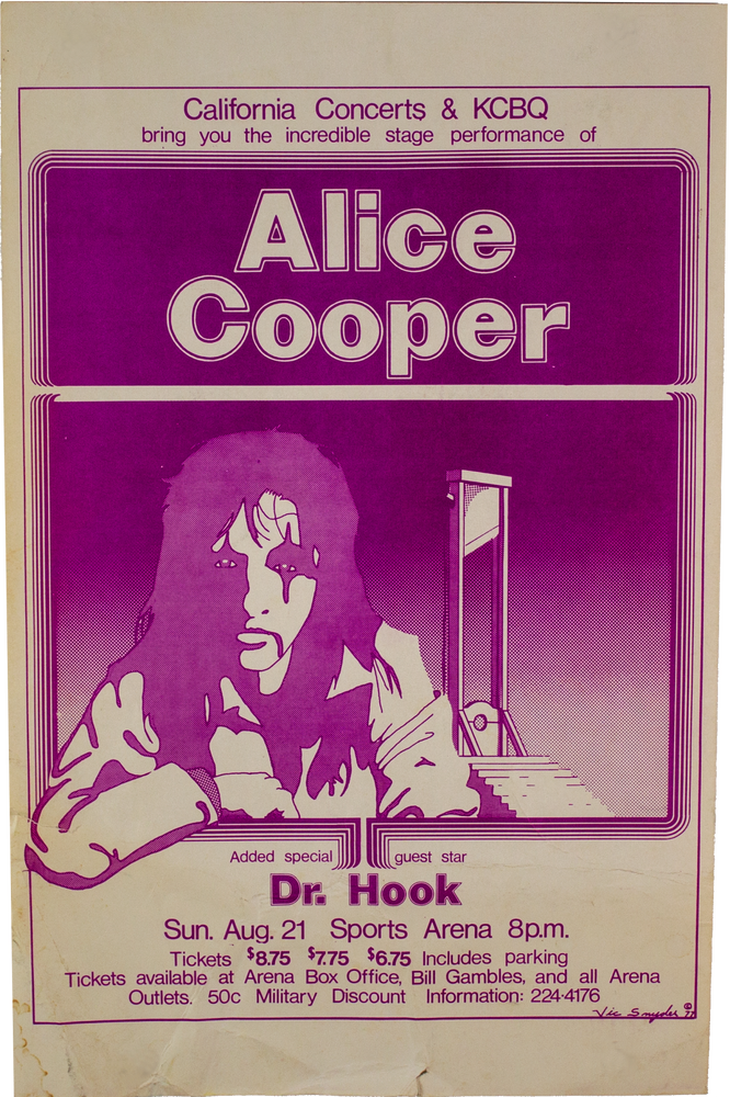 Item #6085 Alice Cooper at the Sports Arena, Sunday August 21, 1977. Vic Snyder.