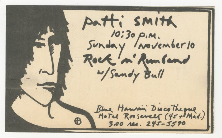 Item #6328 Rock in Rimbaud at Blue Hawaiian Discotheque. Patti Smith.