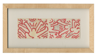 Item #6349 Keith Haring Diptych Drawing [signed]. Keith Haring