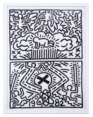 Item #6350 Nuclear Disarmament [framed]. Keith Haring